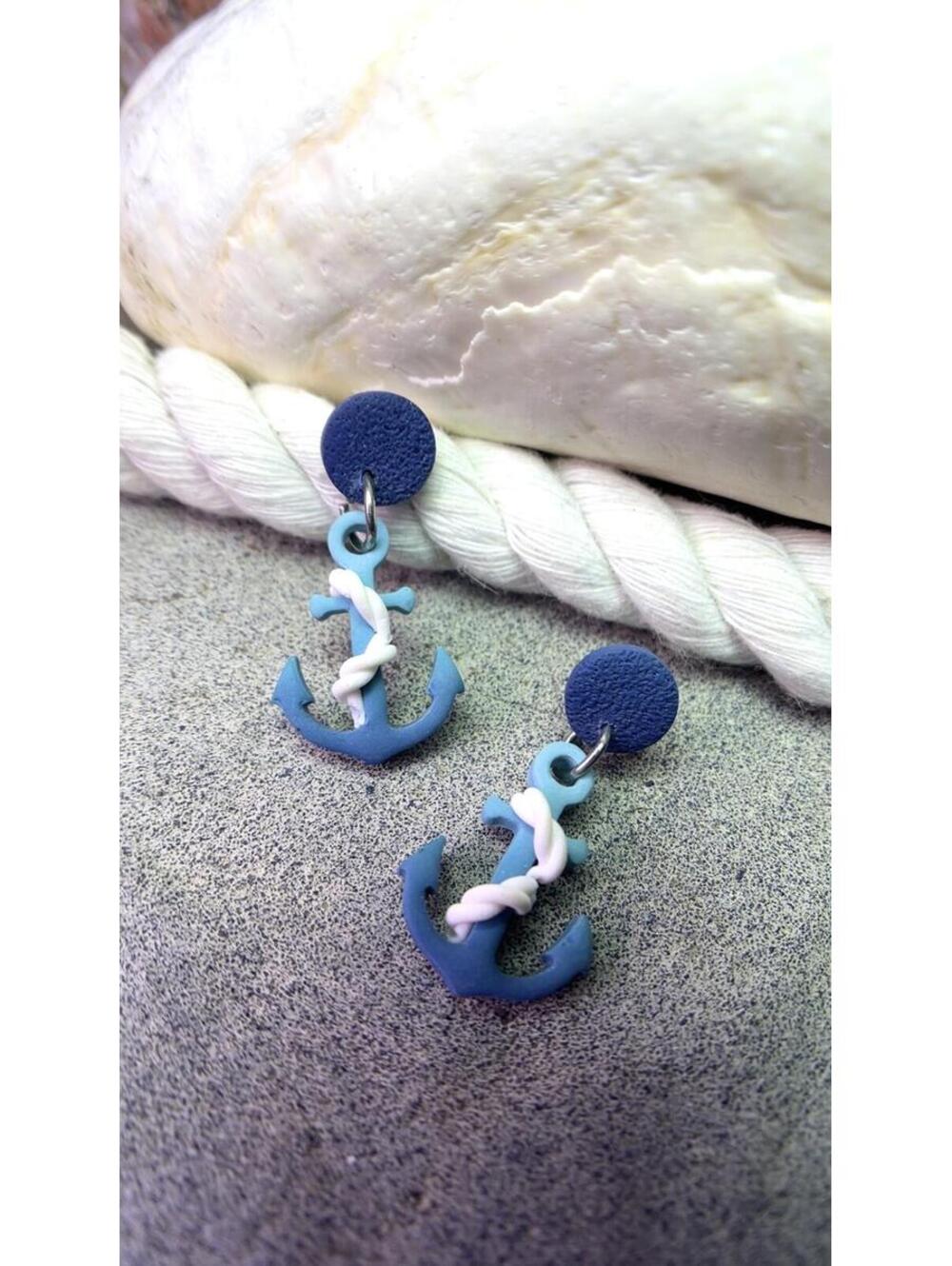 Marina Blue Anchor Dangles (White rope)